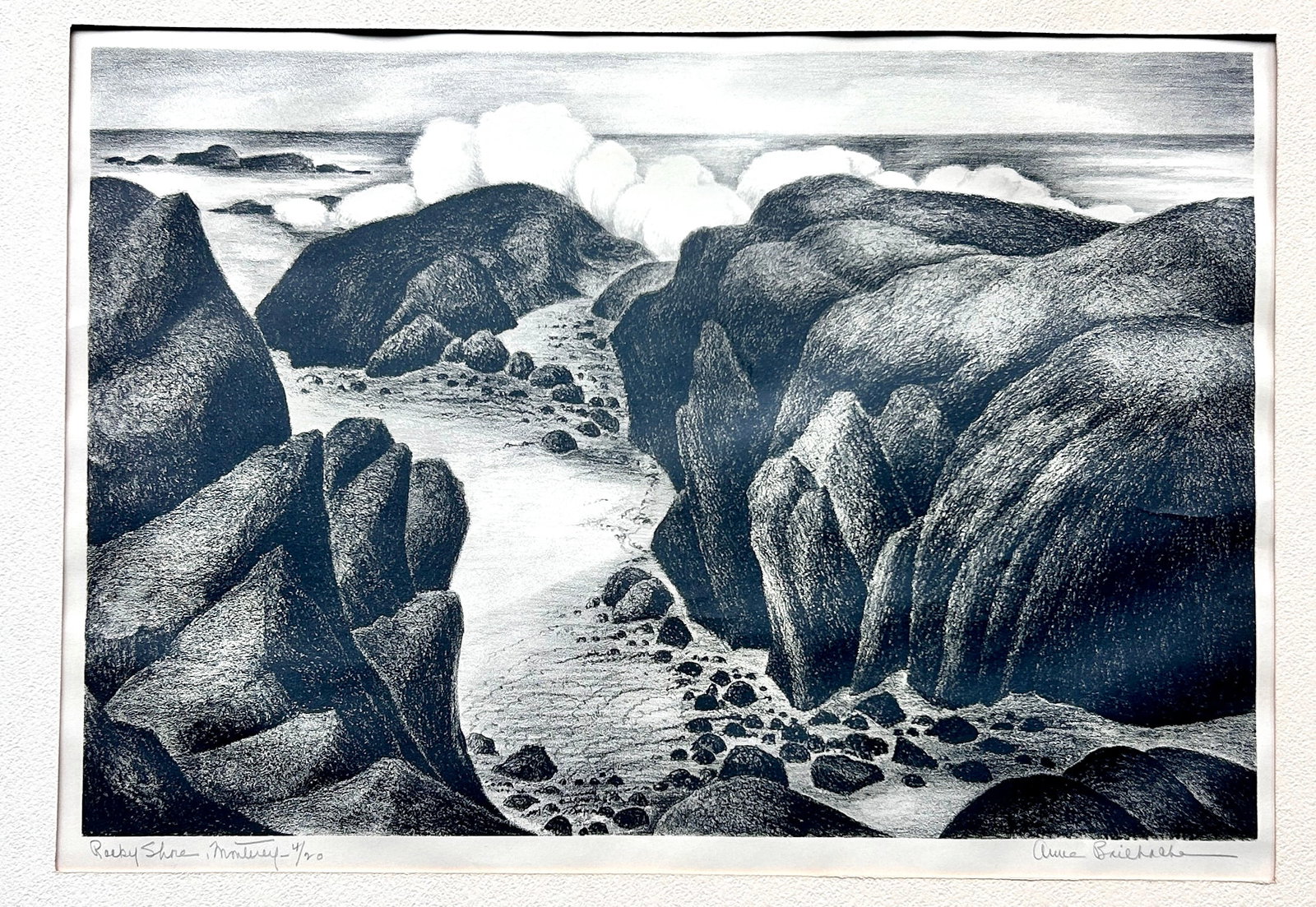 Anne Dodge Bailhache Signed Litho 4/20 UNFRAMED Rocky Shoe Monterey: Anne Dodge Bailhache Signed Litho 4/20 UNFRAMED Rocky Shoe Monterey 18.5 W x 13" H - Plate Measurement Our Winter Sale takes place ONLINE ONLY, Sunday January 26th 2025 at 11 AM EST.