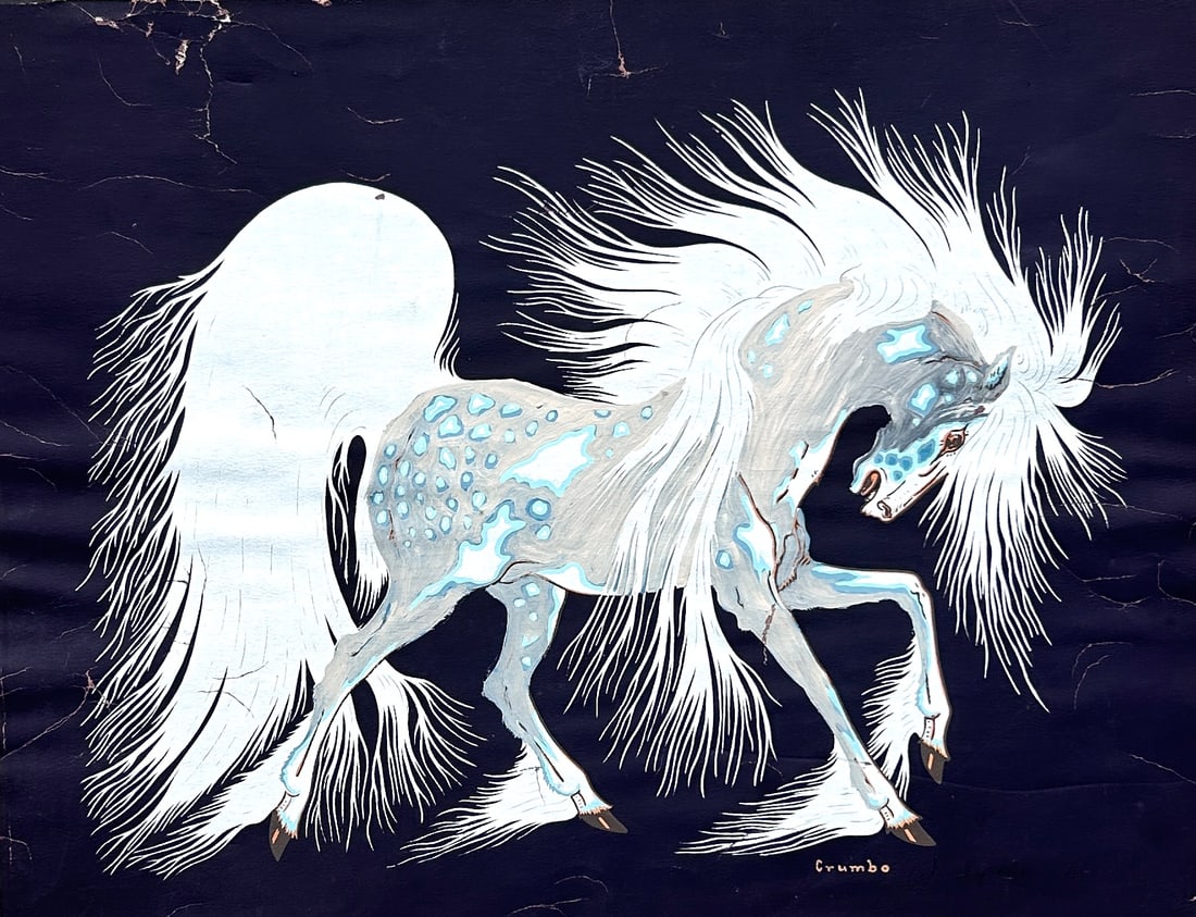 Woody Crumbo Signed on Paper Spirit Horse (1 of 4)