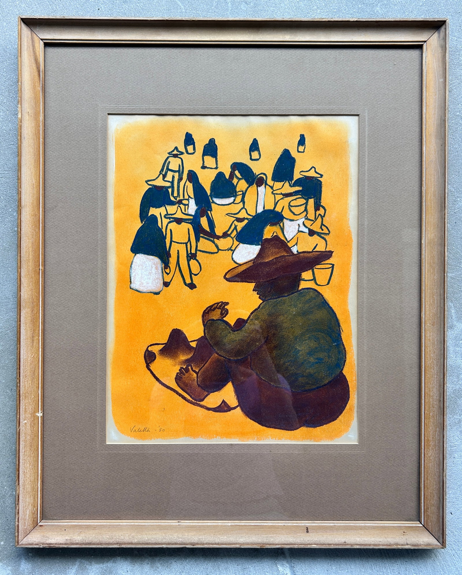 MCM Folk Art O/B Mexican Women VALETTA SWANN (English, 1904-1973): Original FOLK ART Oil On Board Mexican Women Signed Valletta '50 VALETTA SWANN (English, 1904-1973) inside is 12 by 15 outside is 19 x 24 inches Our Winter Sale takes place ONLINE ONLY, Sunday Janu
