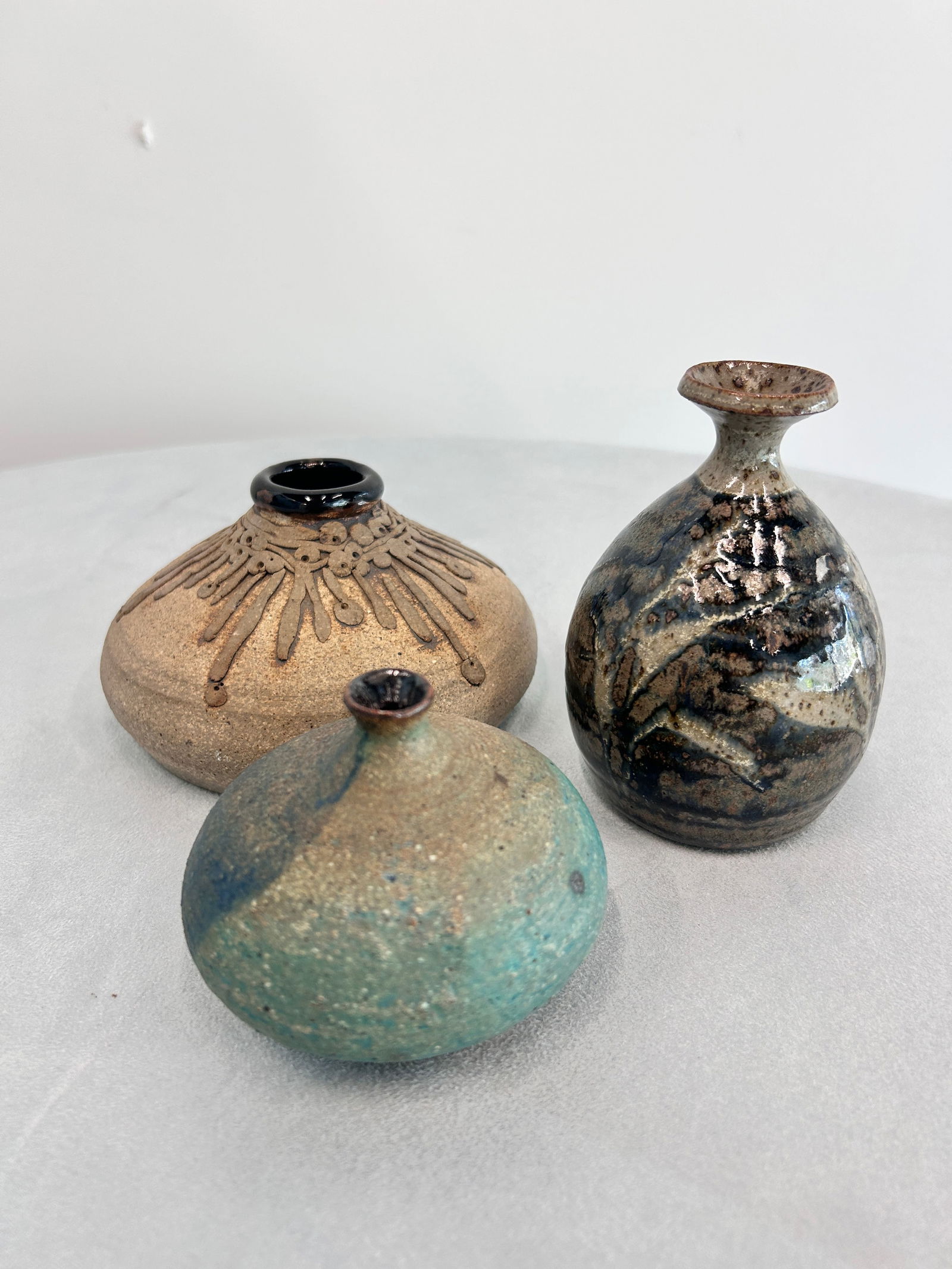 Three MCM Studio Art Pottery Miniature Vases (1 of 2)