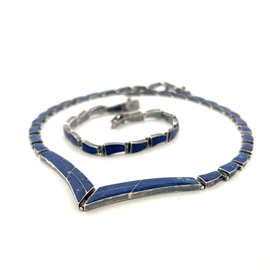 Vintage Necklace/Bracelet Lapis STERLING 950 (1 of 2)