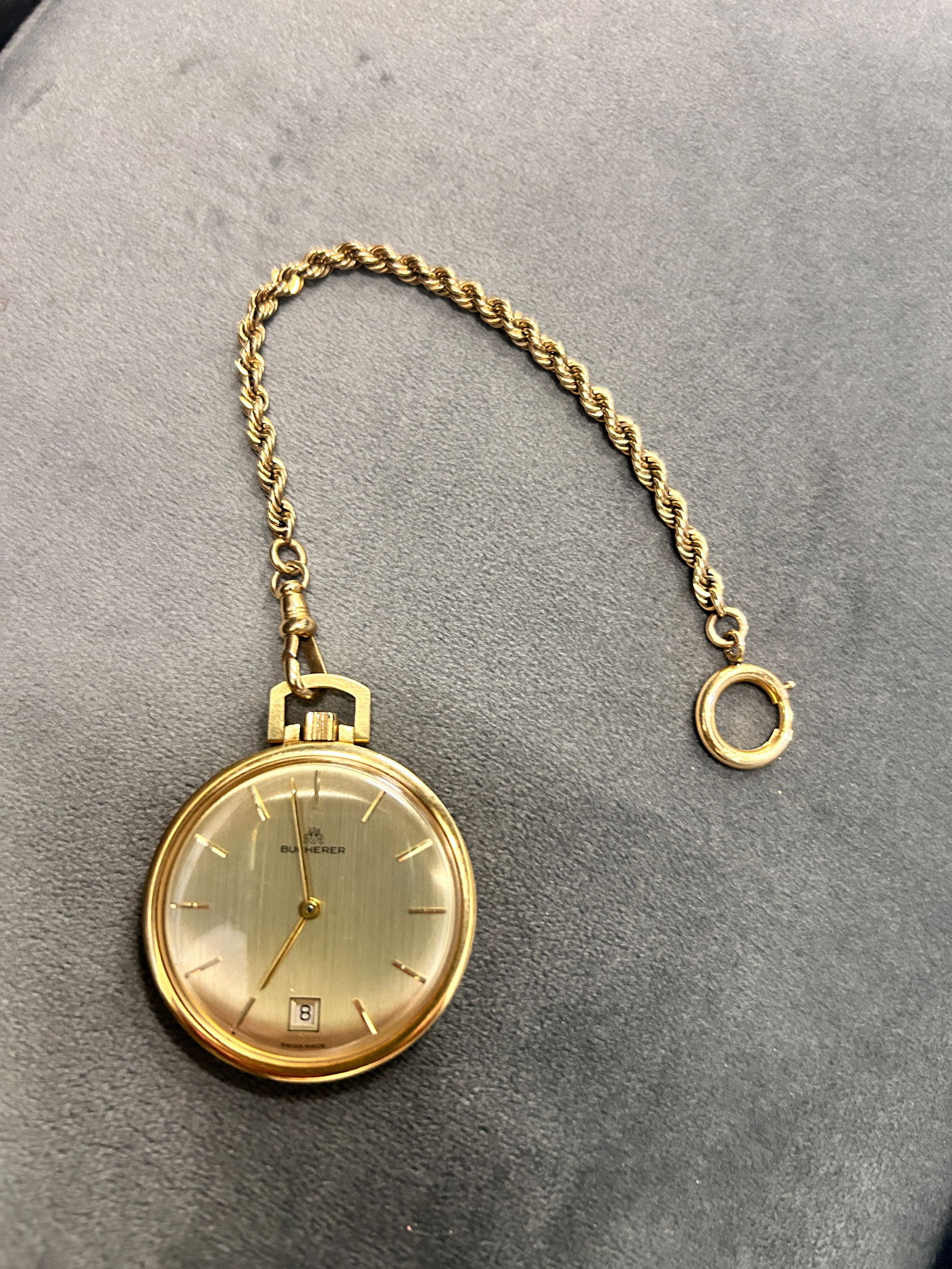 Bucherer Slim Pocket Watch w/ 7gram 14K gold chain (1 of 3)