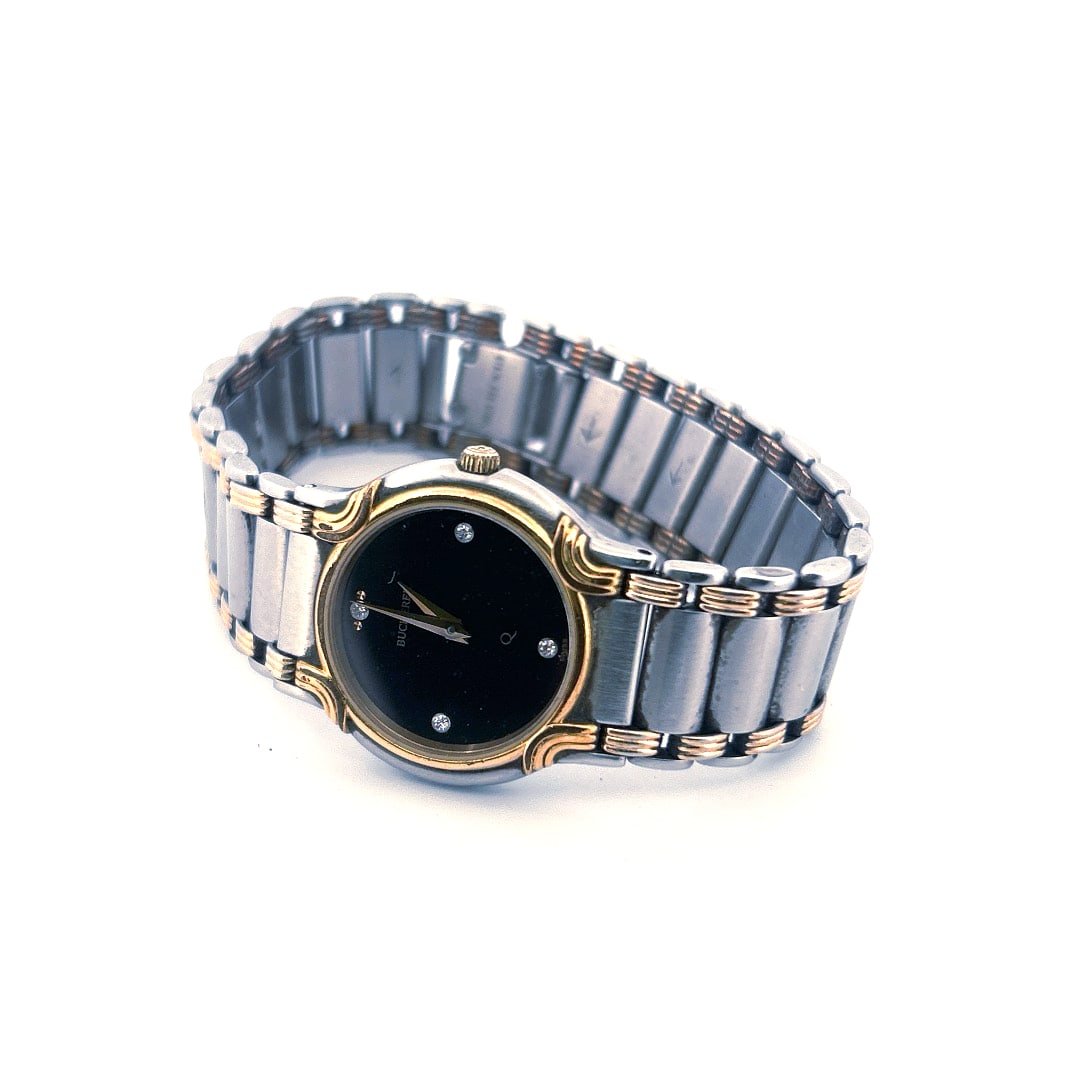 Bucherer Sapphire Crystal Wristwatch: Bucherer Sapphire Crystal Wristwatch 976.604 Steel Back, Water Resistant Watch face .75 diameter 6 inch band for small wrist Our Winter Sale takes place ONLINE ONLY, Sunday January 26th 2025 at 11 AM