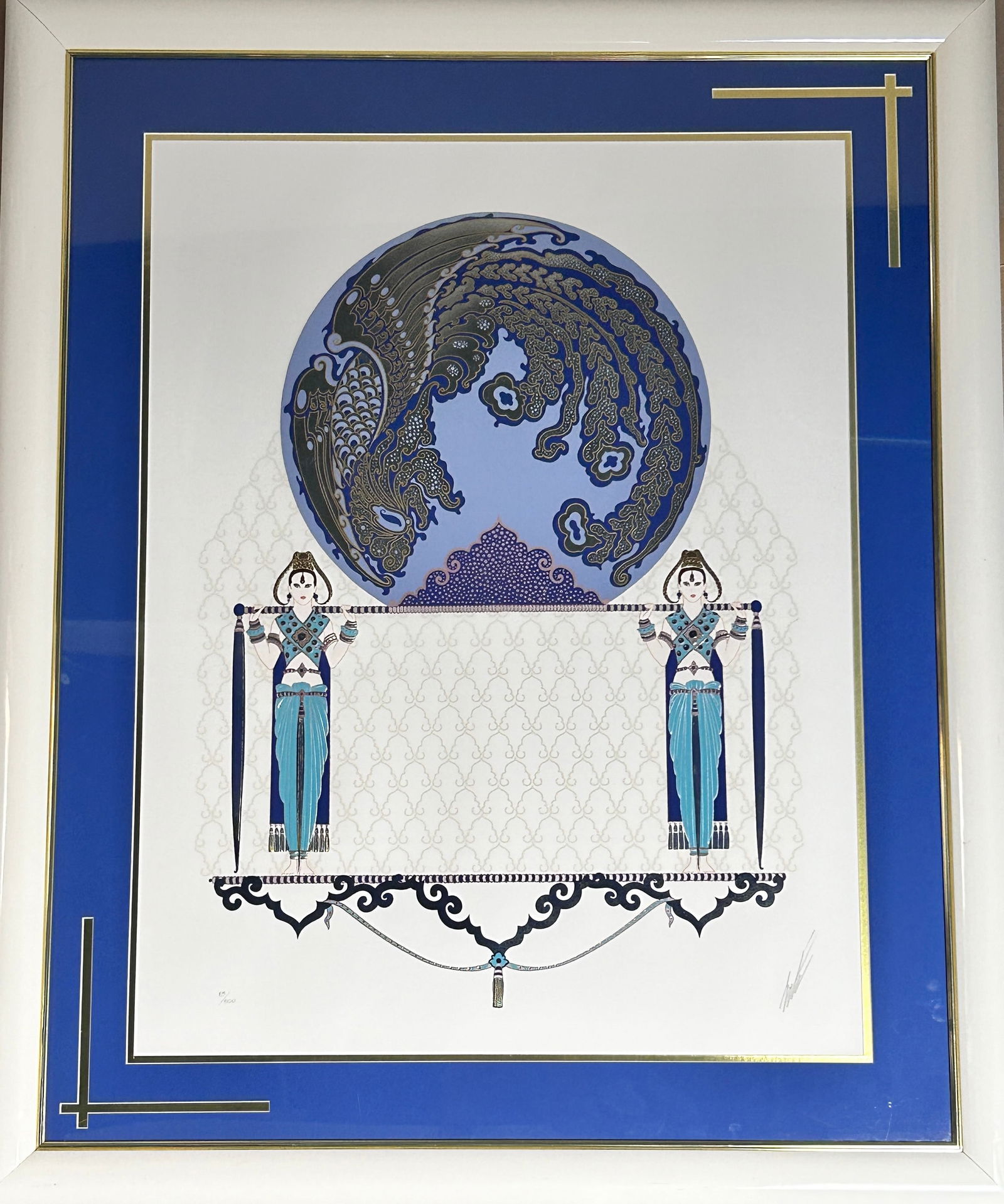 Erte 'Blue Asia' LE Embossed Serigraph 83/300 Pencil Signed (1 of 1)