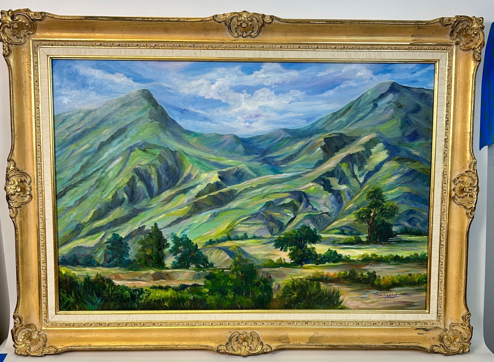 Large O/C Ma.Ysabel Maciel Mountains: Large O/C Maria Ysabel Maciel Cordillera de Mérida DIMENSIONS: with frame 44 W x 31.5 H 3.5 D Our Winter Sale takes place ONLINE ONLY, Sunday January 26th 2025 at 11 AM EST. Regist