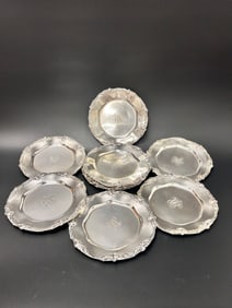 (12) Sterling Bread & Butter Plates Bigelow-Kennard & Co. Art Nouveau