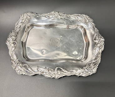 American Sterling Silver Tray BIGELOW-KENNARD & CO. Art: American Sterling Silver Tray BIGELOW-KENNARD & CO. Art Iris patern monogrammed marked sterling and BIGELOW-KENNARD & CO. Tray measures 15.25 L x 11 inches total weight: approx. 2 lb 2 oz, 998