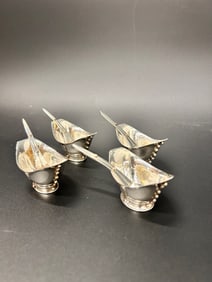 William Spratling 4 Sterling Salt Cellar and Spoons