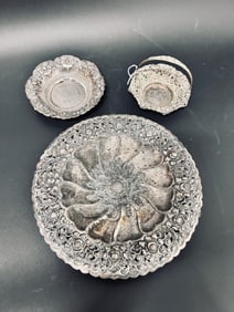 (3) Vintage 800 Silver Repousse Indonesian Javanese/Dutch items