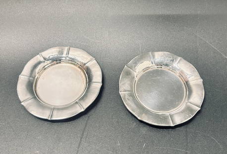 2 Arthur Stone Silver dishes: 2 Arthur Stone Silver dishes marked sterling weight approx. 107 Grams 3.8 oz 3.5 D inches each Provenance: Holderness New Hampshire Estate, descended from British and American