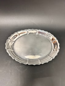 Sterling Oval tray McAuliffe & Hadley Scalloped Arts & Crafts