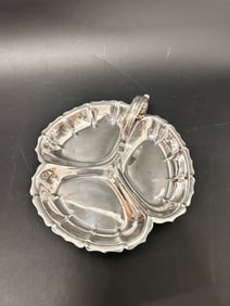 Divided Sterling Tray Scalloped Handled