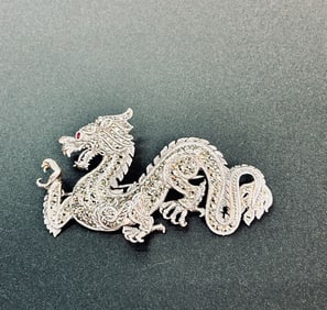 Vintage Sterling Marcasite Dragon Brooch