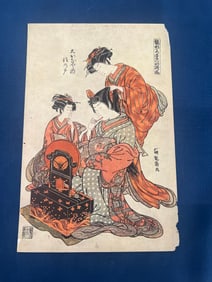 KORIUSAI JAPANESE PRINT COURTESAN TEA CEREMONY