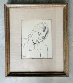 Maurice Glickman (1906-1981) Original Drawing Female Portrait