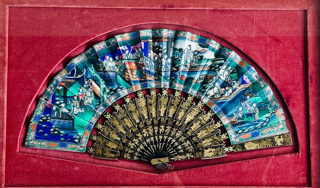 19th C. Framed Ornate Chinese Export Fan (1 of 2)