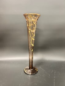 Tall Art Nouveau Bohemian Glass Cornet Vase