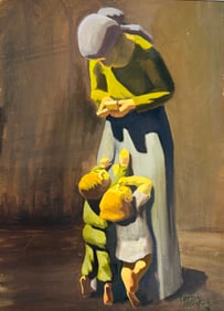 MCM signed CERNY, Fritz 1961 Woman w/children