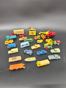 (24) Lesney Matchbox Made in England MCM Cars, Farm equip., Trucks, boat