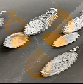 3 Pocket Watches inc. Drusus 160800, AWC CO. Waltham Cashier 302377