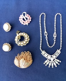Vintage Kramer of NY 4 brooches 2 necklaces 1 pair earrings