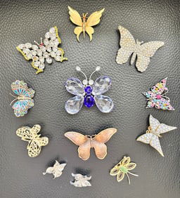 Vintage Butterfly Brooches 1 pr Earrings