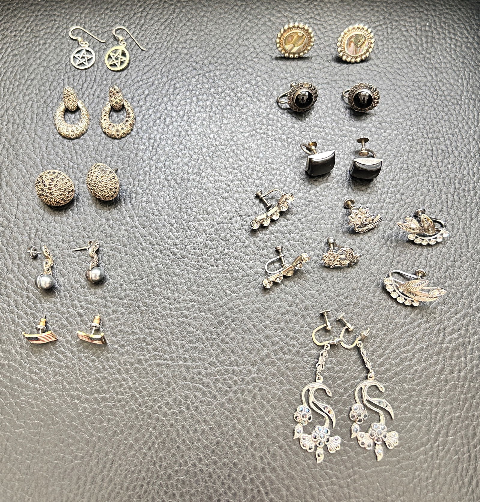 12 Prs Earrings 925/Sterling 5 Pierced/ 7 Screw back (1 of 2)