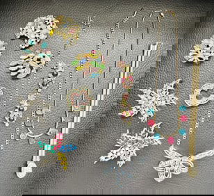 Vintage Multi-Color Floral Jewelry 3 Brooches 2 sets Brooch Earrings