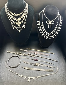 Vintage R/S Jewelry 10 Necklaces 5 Bracelets 1 Bangle