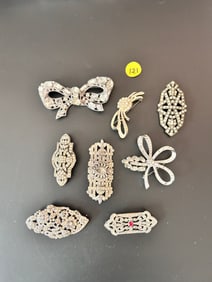 Vintage 8 Brooches 3 Bows 5 antique