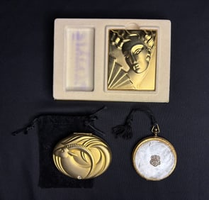(3) 60's Estee Lauder Compacts; Golden AGE, Golden Capricorn and Mother of Pearl