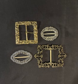 4 Vintage Metal Belt Buckles - 2 Large, 2 Small
