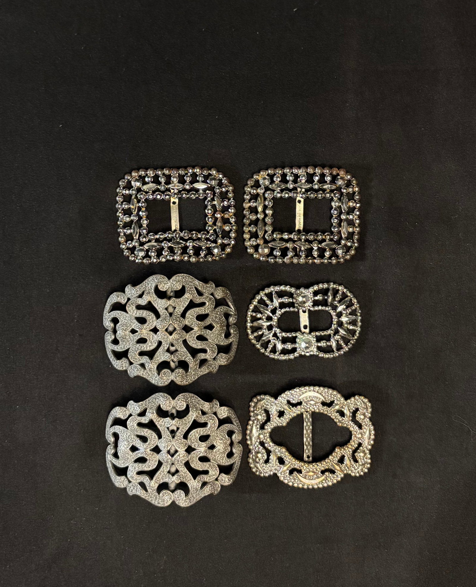 (6) Vintage Shoe Buckles: 2 pairs, 2 singles (1 of 3)