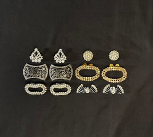 6 Pairs Vintage Shoe Clips: 5 R/S, 1 Metal 'Musi'