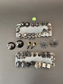 Vintage Earrings 22 PRS: Black, Clear, A/B, R/S