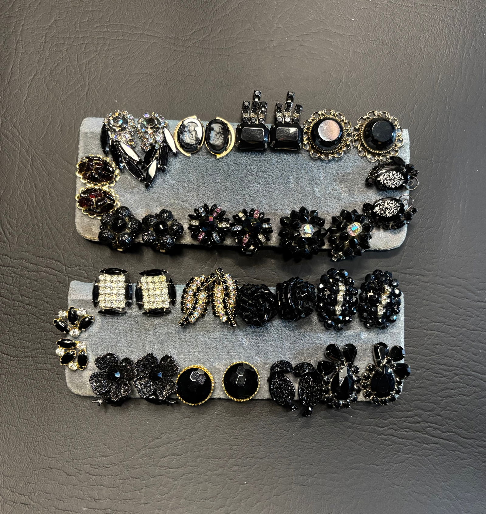 Vintage Earrings 22 PRS: Black, Clear, A/B, R/S (1 of 6)