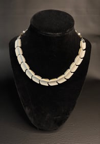 MCM Lisner Whites Thermoset/Lucite: 2 PR Earrings, 2 Necklaces, 1 Bracelet