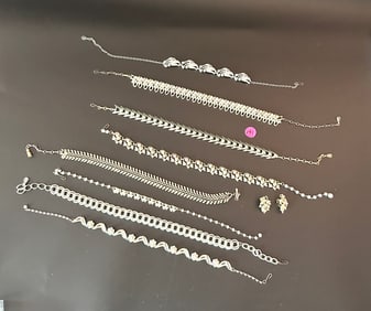 MCM CORO Gold & Silver Tone R/S 7 Necklace 1 set Necklace Earrings