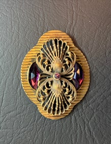 1 Antique Brooch Amethyst, Glass Open Work
