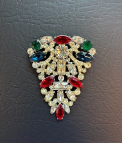 1 Large Art Deco Triangular Multicolored R/S Brooch