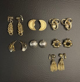 7 Vintage Pr Bergere Ear, 2 Sets Bergere Brooches Ear