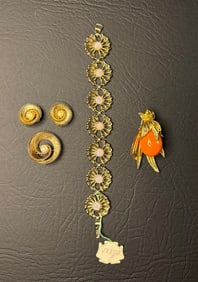 MCM Hattie Carnegie Brooch and set Brooch Earrings, 1 Harry Iskin Bracelet