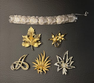 Vintage Marcel Boucher Brooches and Bracelet Clear R/S