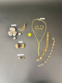 Designer Brooches (3), Bracelets (2), Necklaces (1), 3 PR Earrings inc. Goldette