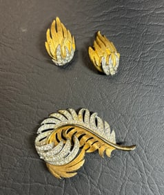 Vintage 'J' Designer Brooches, Earrings, and Necklace
