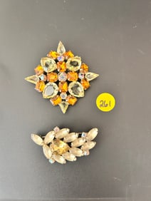 2 Juliana Brooches Champagne Topaz and Amber