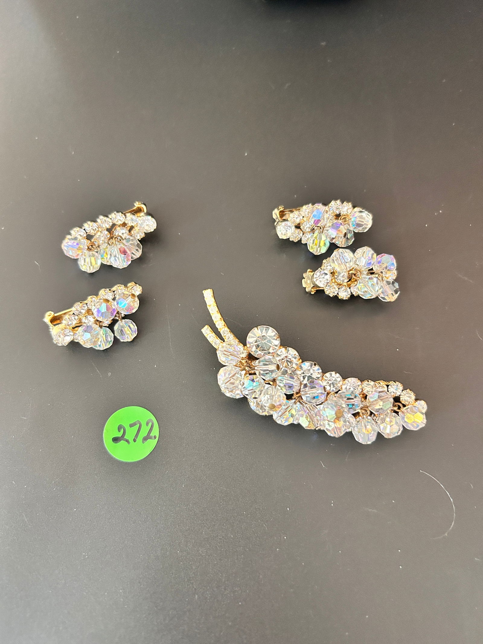 Juliana D & E Leaf Brooch & 2 PR. earrings Cha Cha MCM (1 of 2)