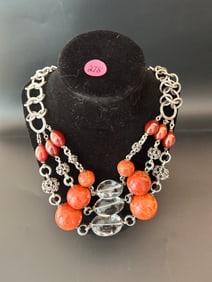 Stephen Zweck Design Necklace New Rock Crystal Agate Natural Stone Sterling