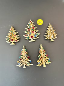 5 Christmas Tree Brooches BROOKS