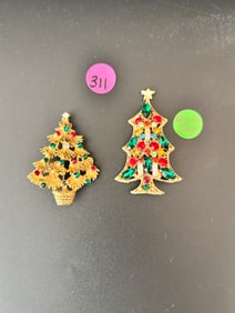 Christmas Tree Brooches 2 LJM 1 Regency Style
